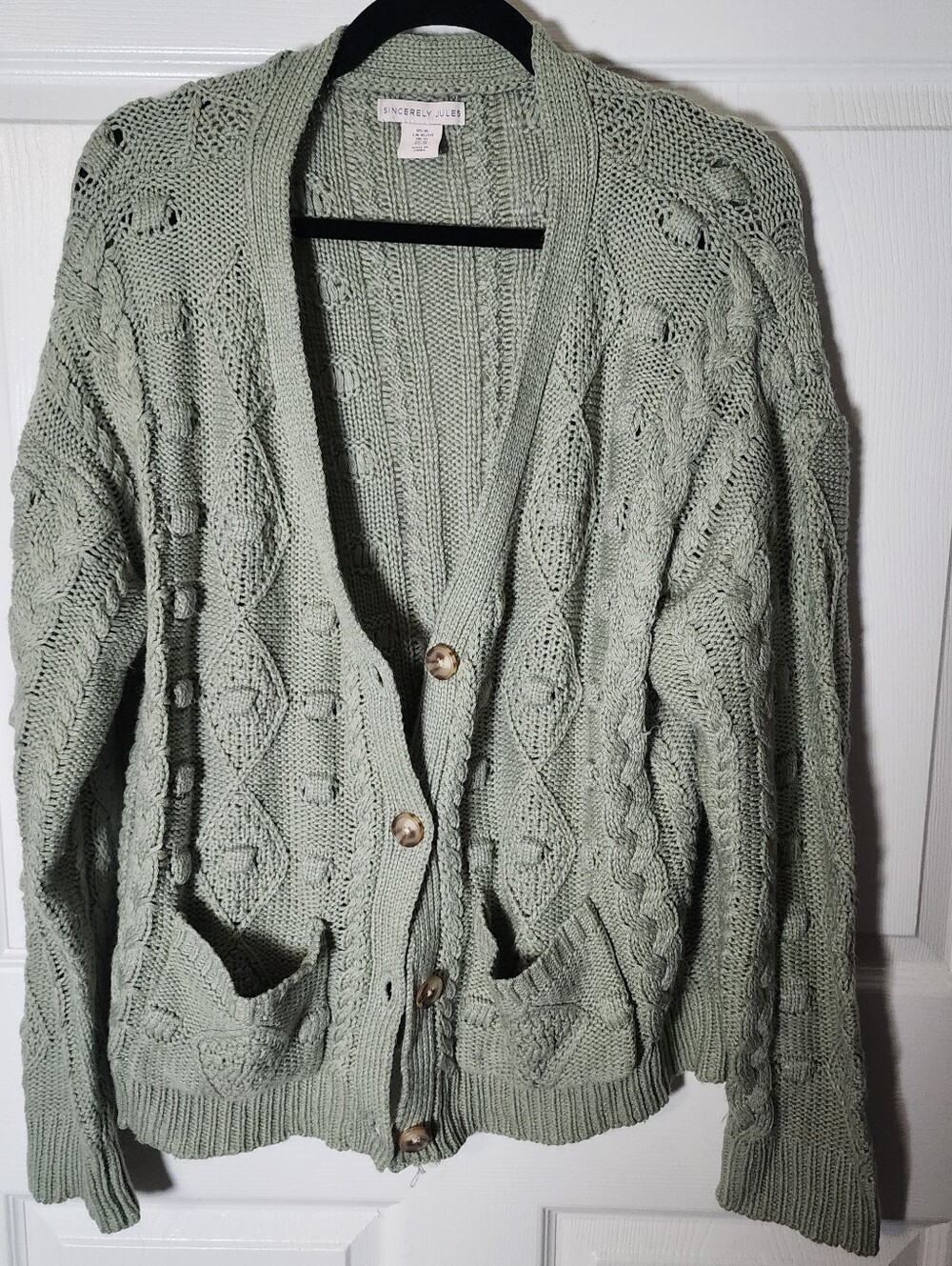 Sincerely Jules Green Button Front Cardigan Size XL